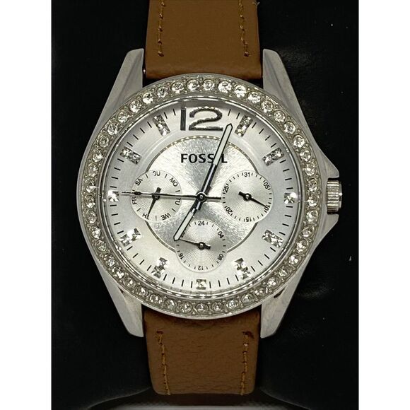 Fossil ES3202 Womens Brown Leather Analog White Dial Quartz Genuine Watch HK1064 - Picture 2 of 12